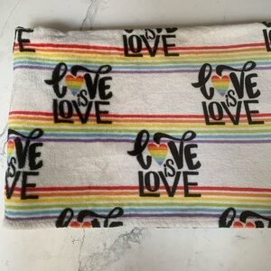 Love Is Love Rainbow Pride Plush Blanket 48 x 78” inch Throw Hearts Soft Artisan